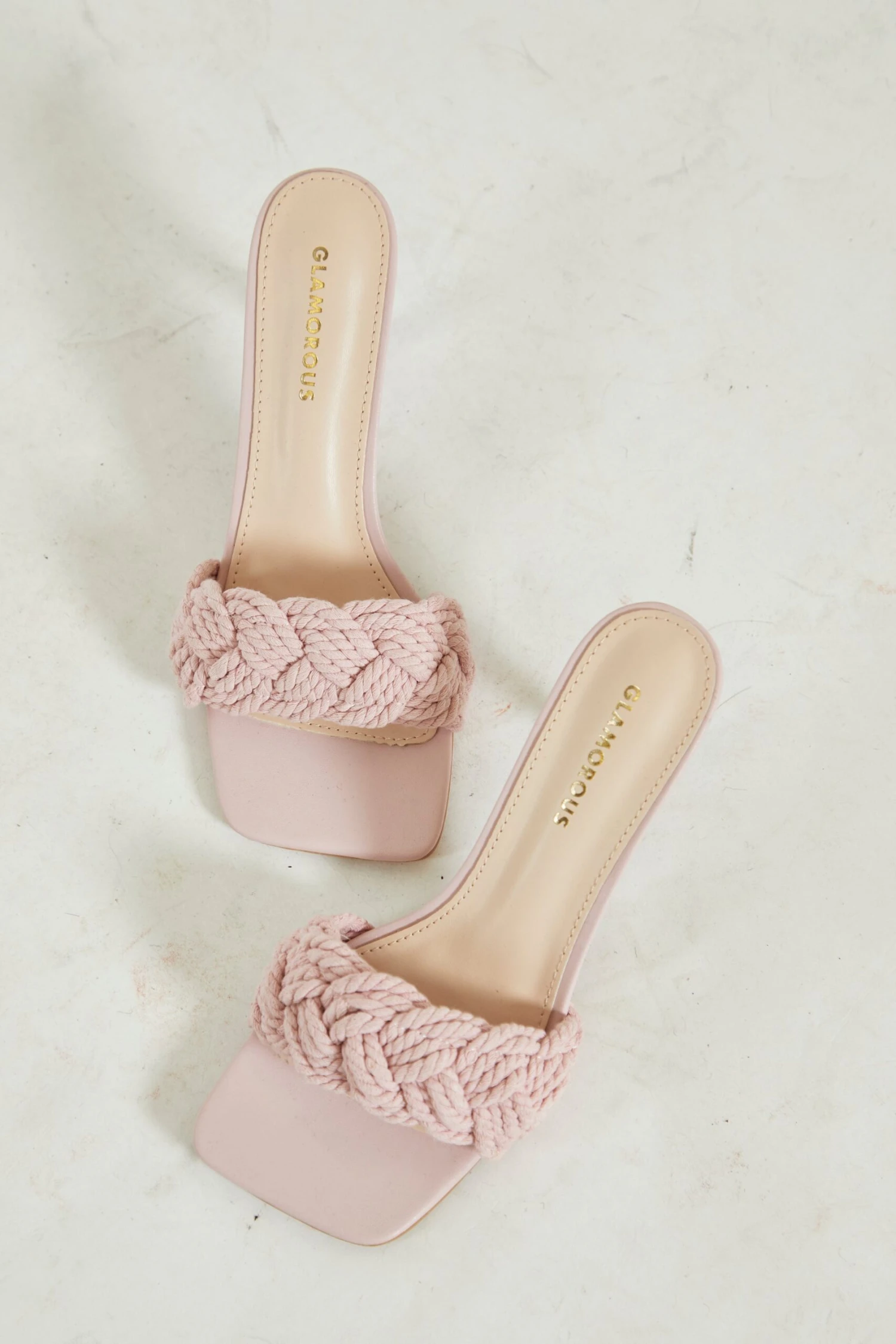 Glamorous Pink Braided Strap Heeled Mules 2 Glamorous Pink Braided Strap Heeled Mules - Image 2