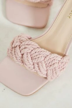 Glamorous Pink Braided Strap Heeled Mules 9 Glamorous Pink Braided Strap Heeled Mules -Cheap Softly Dressed Store ACC 697