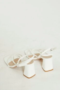 Glamorous White Strappy Block Heel Sandals 7 Glamorous White Strappy Block Heel Sandals -Cheap Softly Dressed Store ACC 716