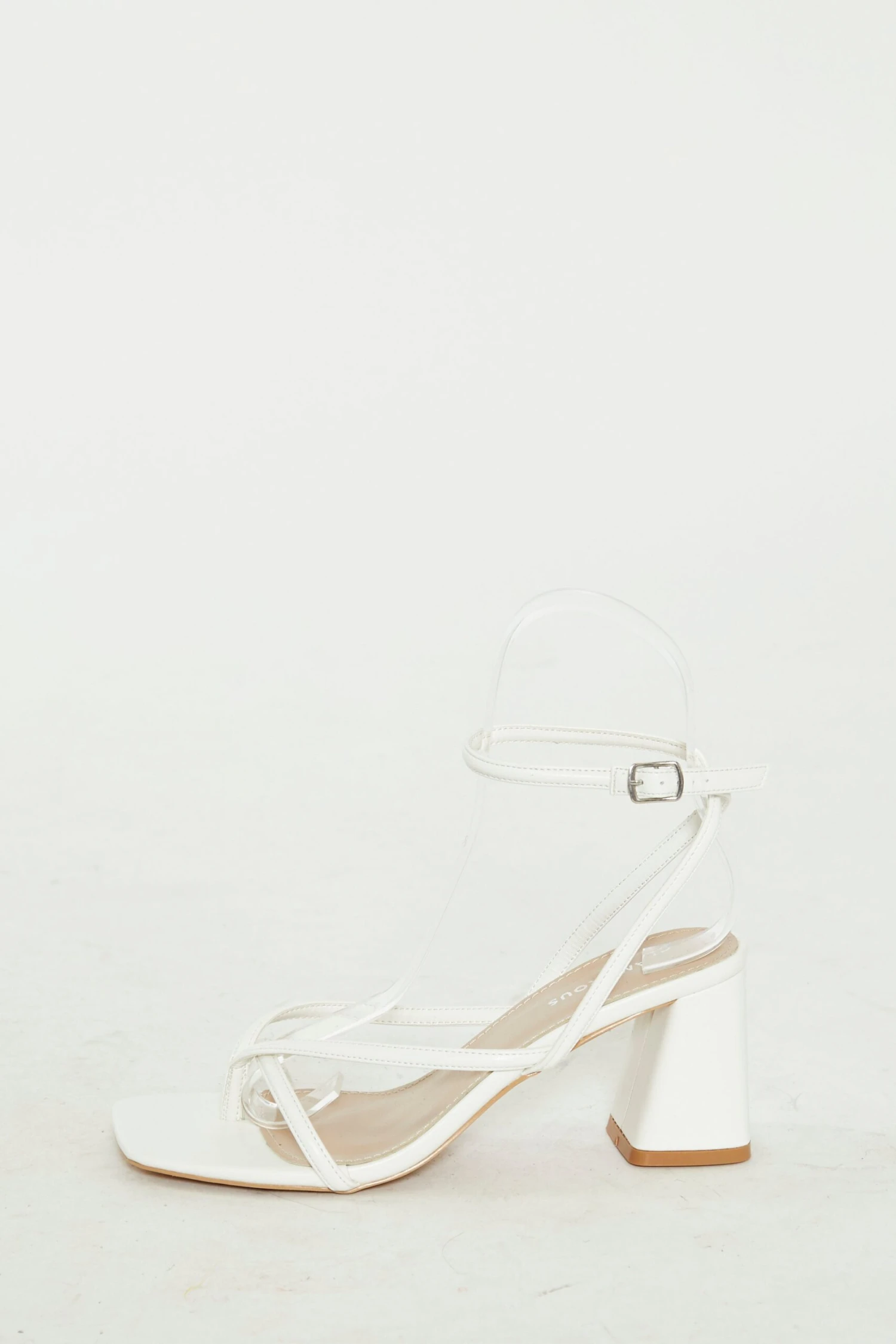Glamorous White Strappy Block Heel Sandals 1 Glamorous White Strappy Block Heel Sandals