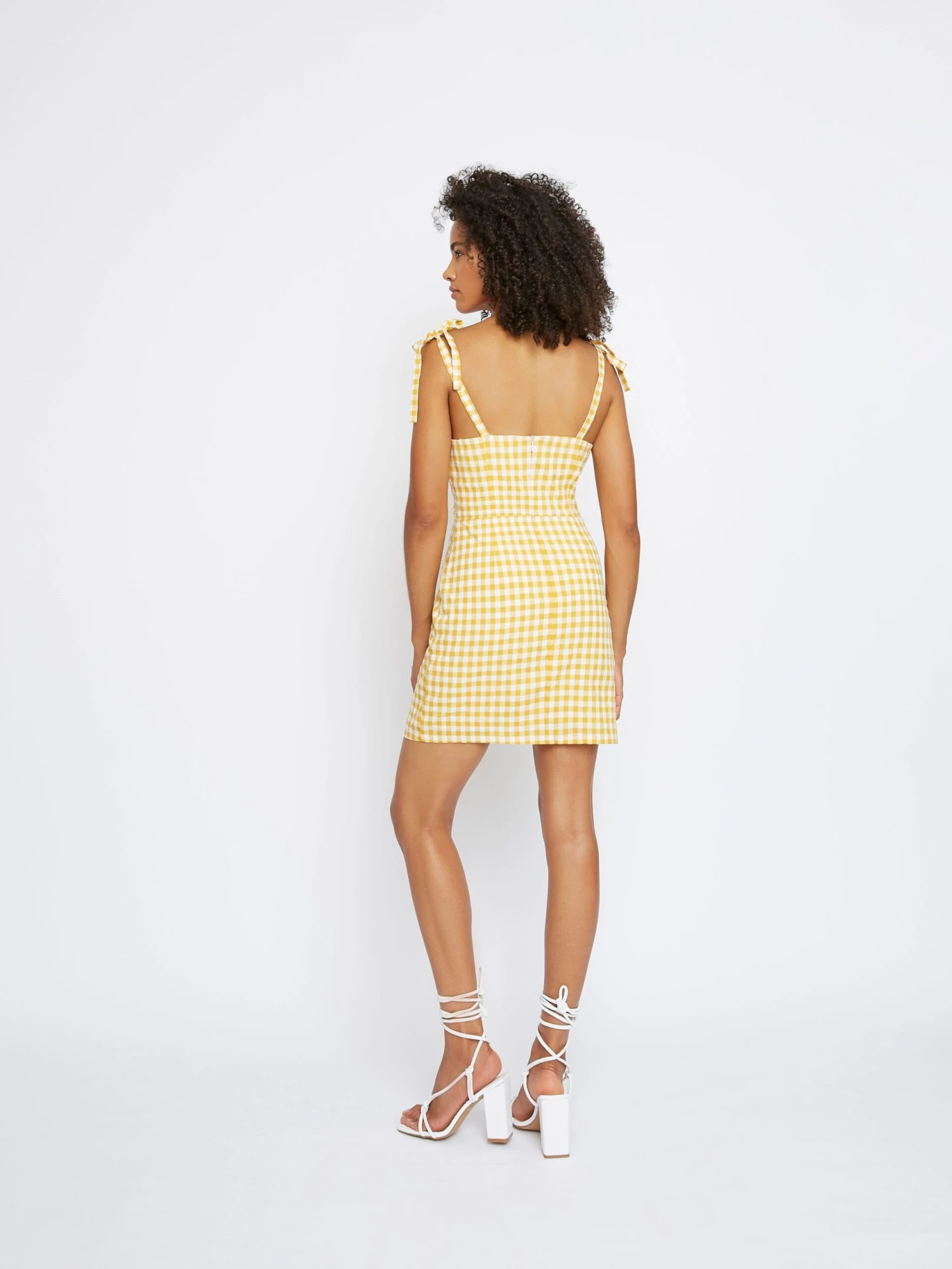 Glamorous Yellow White Gingham Strappy Mini Dress 3 Glamorous Yellow White Gingham Strappy Mini Dress - Image 3