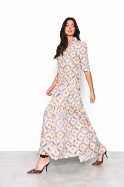 Glamorous Floral Cottage Gingham Tiered Maxi Dress With Frill Neck -Cheap Softly Dressed Store AN3972 CP82 03