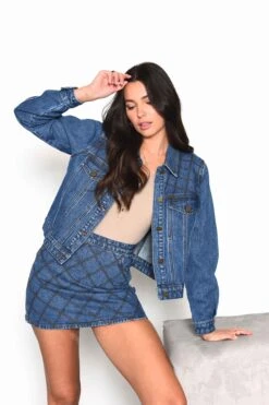 Glamorous Mid Stonewash Denim Cropped Jacket