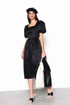 Glamorous Black Satin Puff Sleeve Square Neck Midi Dress -Cheap Softly Dressed Store AN4006 BU87 03 454d1eee 4114 4032 9e2f 761877ac9214