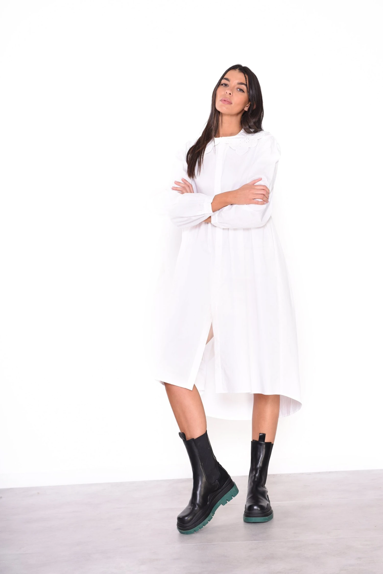 Glamorous Midi White Long Sleeve Shirt Dress 2 Glamorous Midi White Long Sleeve Shirt Dress - Image 2