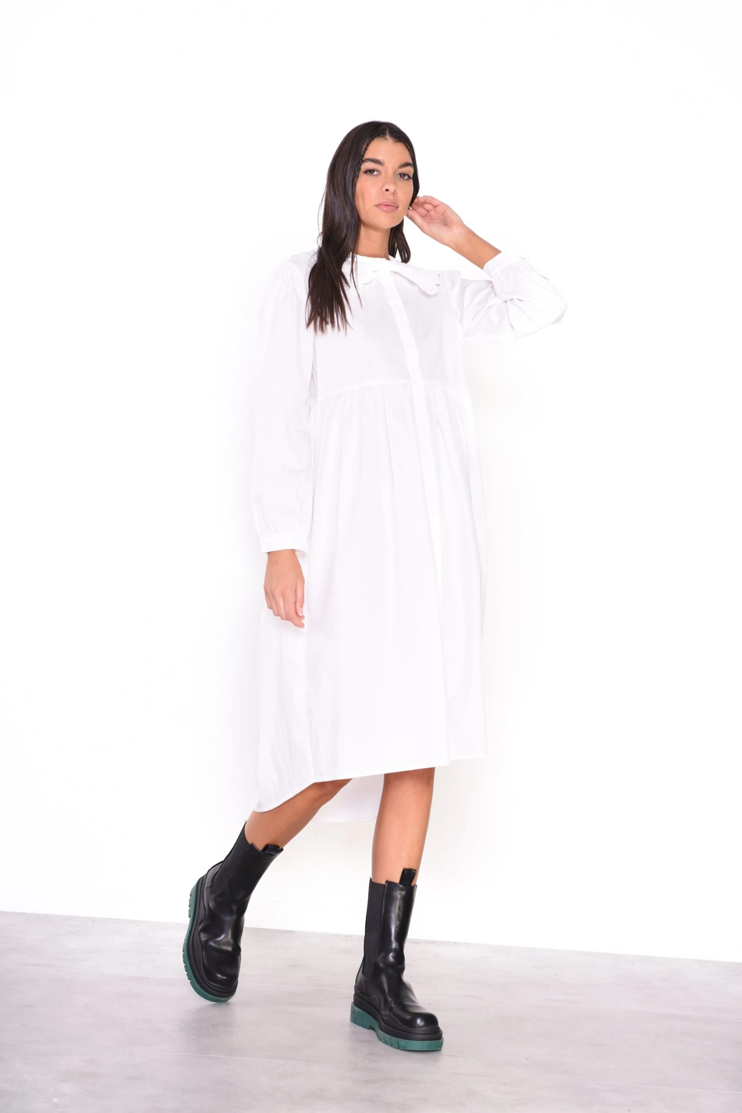 Glamorous Midi White Long Sleeve Shirt Dress 1 Glamorous Midi White Long Sleeve Shirt Dress