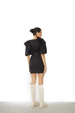 Glamorous Black Ruffle Puff Shoulder Mini Dress -Cheap Softly Dressed Store AN4155 BK 03