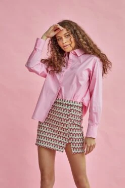 Glamorous Red Multi Flower Mini Skirt With Split