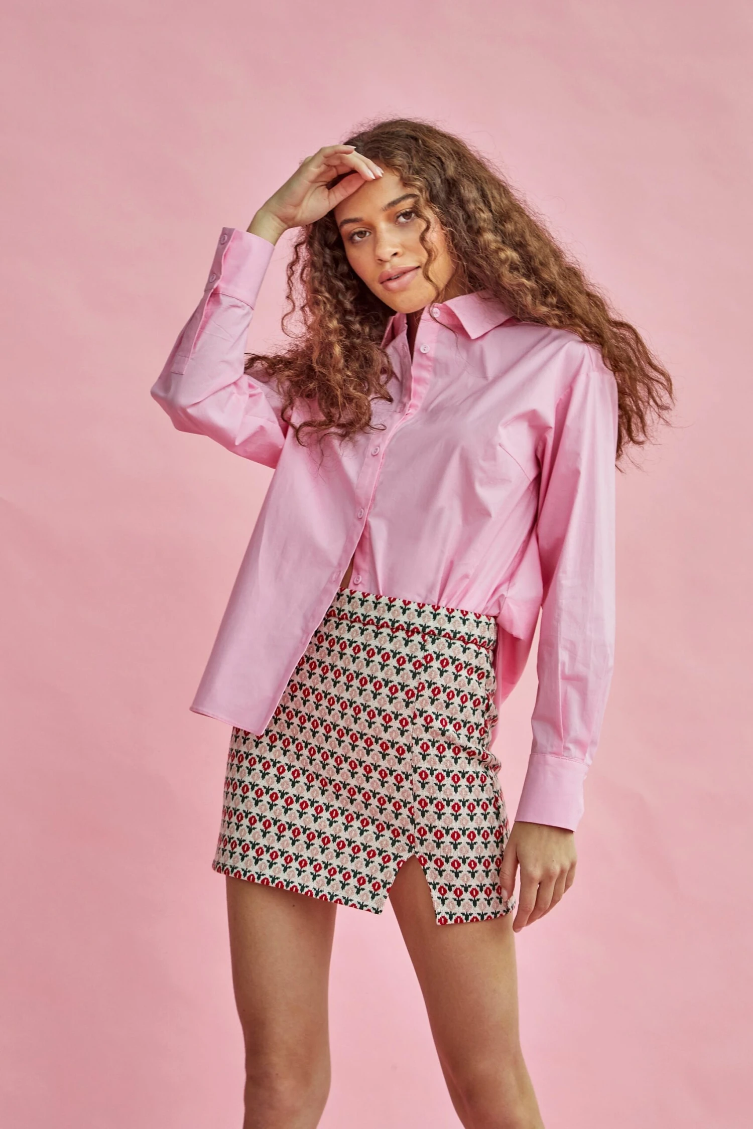 Glamorous Red Multi Flower Mini Skirt With Split 1 Glamorous Red Multi Flower Mini Skirt With Split