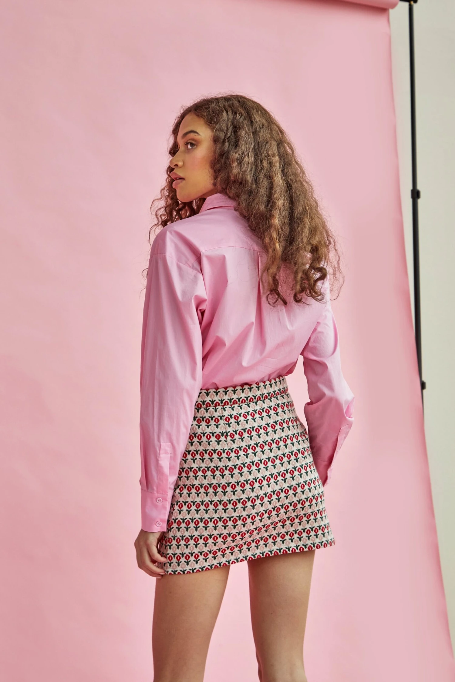 Glamorous Red Multi Flower Mini Skirt With Split 2 Glamorous Red Multi Flower Mini Skirt With Split - Image 2