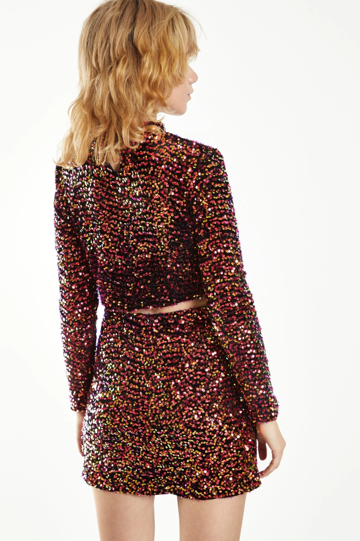 Glamorous Pink Sequin Velvet Mini Skirt 2 Glamorous Pink Sequin Velvet Mini Skirt - Image 2