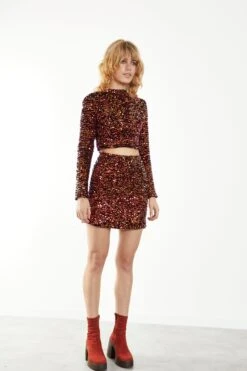 Glamorous Pink Sequin Velvet Mini Skirt 7 Glamorous Pink Sequin Velvet Mini Skirt -Cheap Softly Dressed Store AN4315 CZ31 03