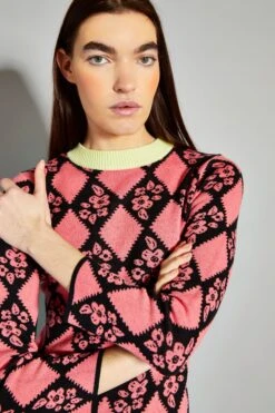 Glamorous Coral Diamond Floral Print Mini Dress -Cheap Softly Dressed Store AN4368 DD84 04