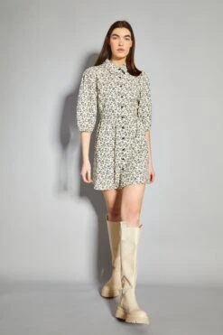Glamorous Cream Floral Skater Shirt Dress -Cheap Softly Dressed Store AN4376 BQ60 03