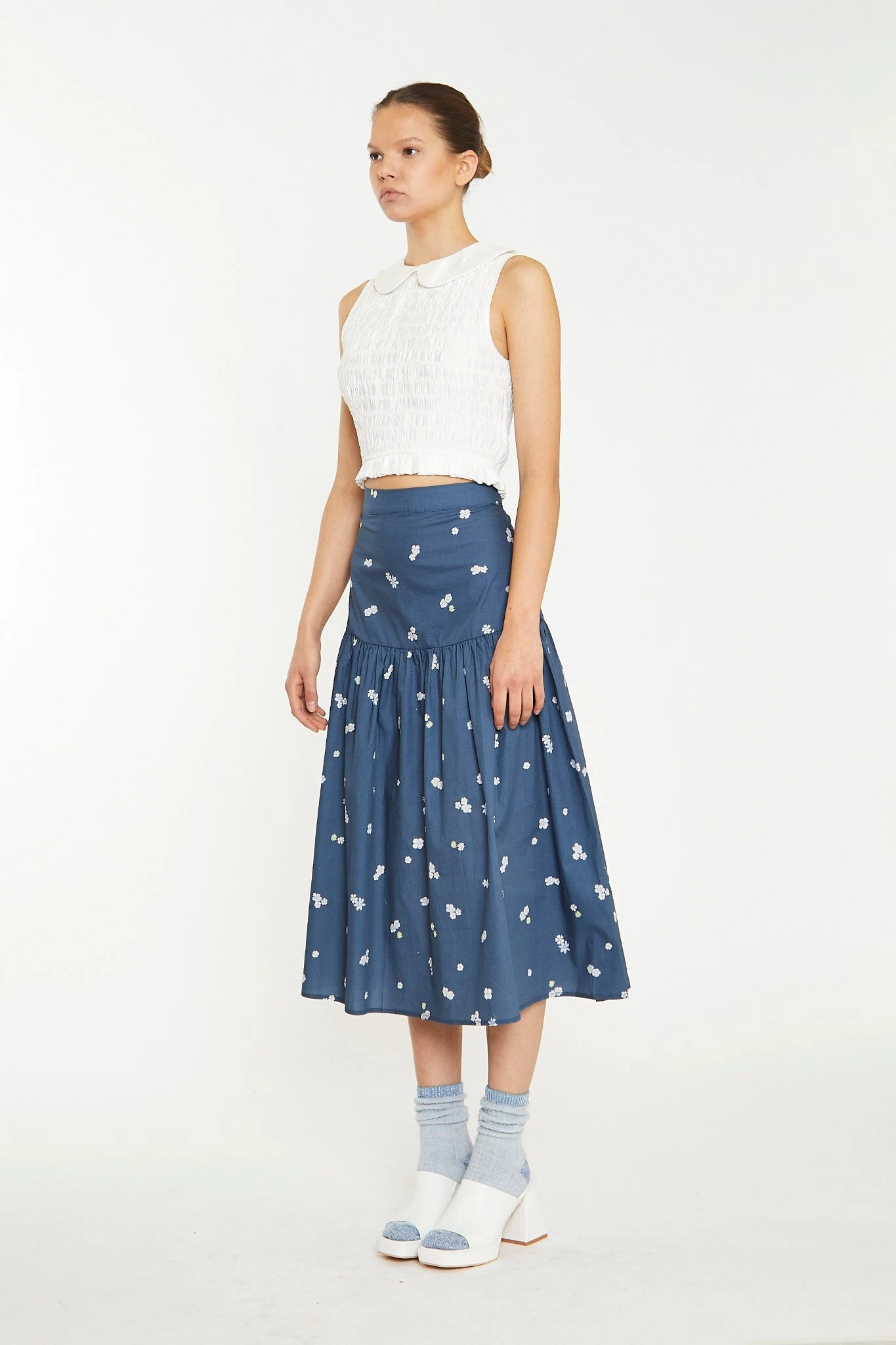 Glamorous Off White Smocked Collar Crop-Top 3 Glamorous Off White Smocked Collar Crop-Top - Image 3