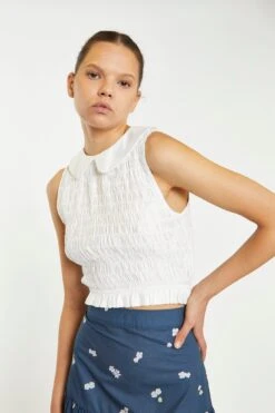 Glamorous Off White Smocked Collar Crop-Top 7 Glamorous Off White Smocked Collar Crop-Top -Cheap Softly Dressed Store AN4449 A11 04