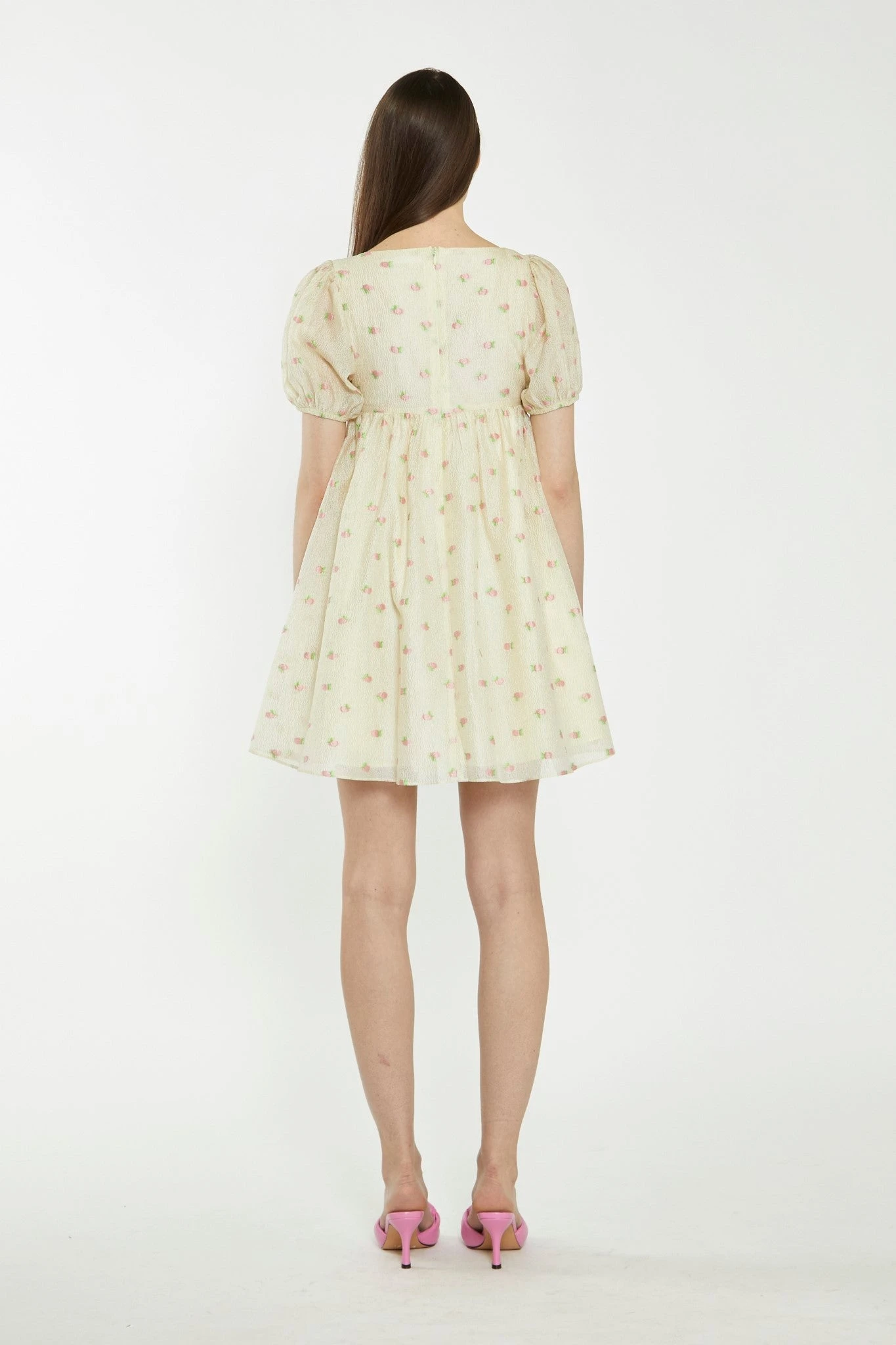 Glamorous Yellow-Pink-Fruit-Organza Babydoll Mini Dress 2 Glamorous Yellow-Pink-Fruit-Organza Babydoll Mini Dress - Image 2