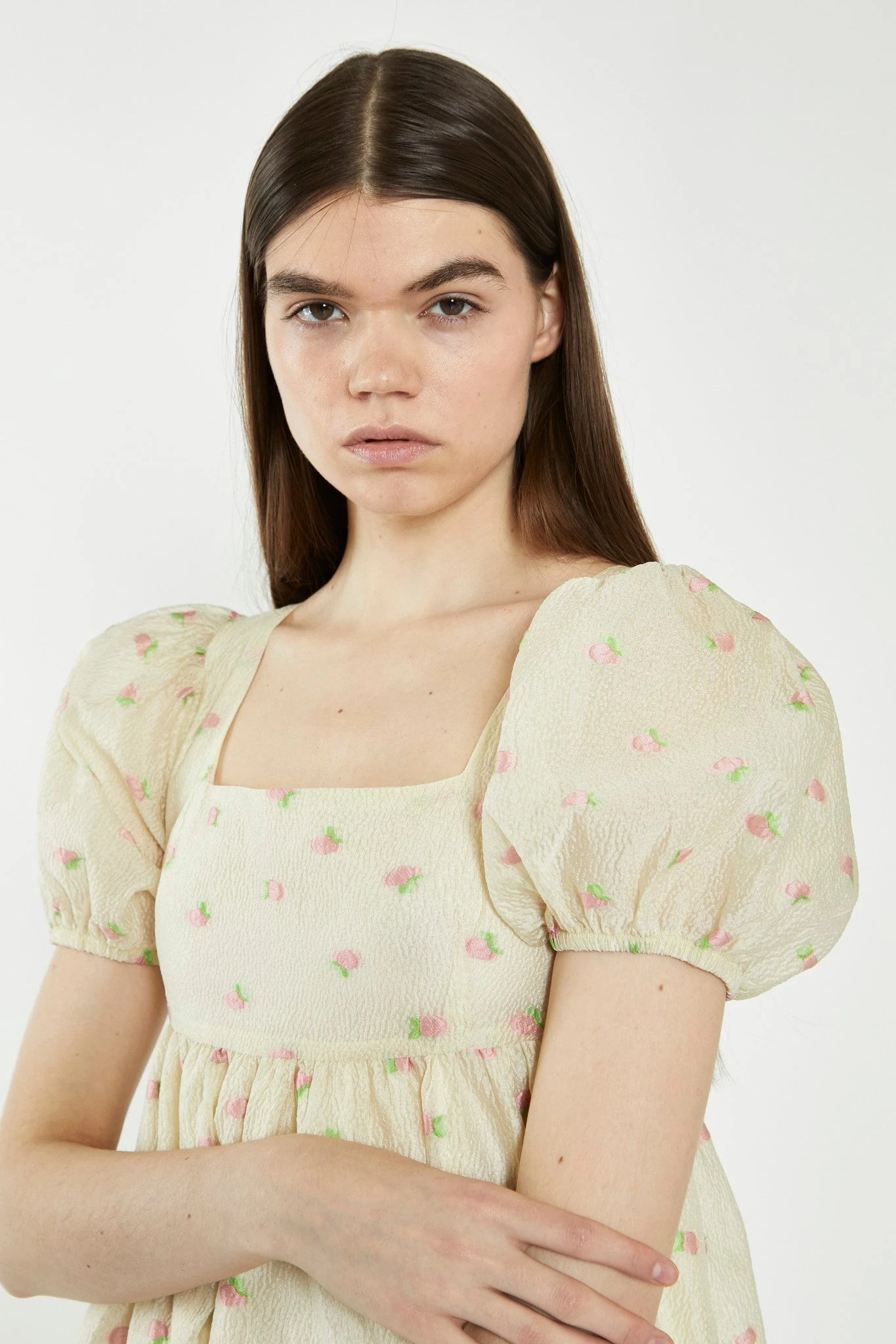 Glamorous Yellow-Pink-Fruit-Organza Babydoll Mini Dress 4 Glamorous Yellow-Pink-Fruit-Organza Babydoll Mini Dress - Image 4