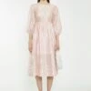 Glamorous Pink Flower Organza Midi Dress