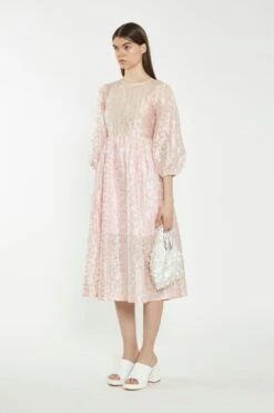 Glamorous Pink Flower Organza Midi Dress -Cheap Softly Dressed Store AN4460 DE94 03