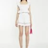 Glamorous Off White Lace-Trim Frill Shorts