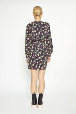 Glamorous Black Multi Rose Mini Wrap Dress -Cheap Softly Dressed Store AN4501 04