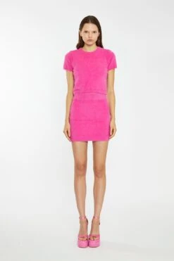 Glamorous Hot Pink Fluffy Knit Mini-Skirt