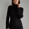 Glamorous Black Flared Sleeve Knitted Mini-Dress