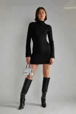 Glamorous Black Flared Sleeve Knitted Mini-Dress 7 Glamorous Black Flared Sleeve Knitted Mini-Dress -Cheap Softly Dressed Store AN4577 2