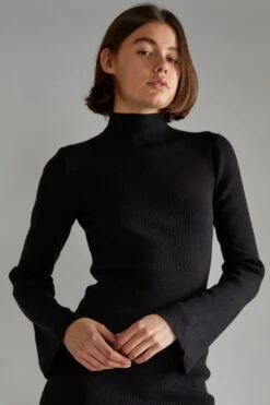 Glamorous Black Flared Sleeve Knitted Mini-Dress 6 Glamorous Black Flared Sleeve Knitted Mini-Dress -Cheap Softly Dressed Store AN4577 3