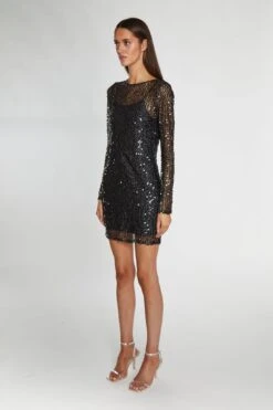 Glamorous Black Sequin Mesh Mini-Dress -Cheap Softly Dressed Store AN4614 AE05 04