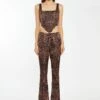 Glamorous Brown-Leopard Split-Front Flared Trousers