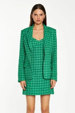 Glamorous Green Tonal Houndstooth Fitted Blazer -Cheap Softly Dressed Store AN4624 DM51 01copy