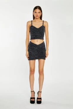Glamorous Black-Silver Tinsel Knitted Cami Crop-Top -Cheap Softly Dressed Store AN4636 DM45 01
