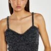 Glamorous Black-Silver Tinsel Knitted Cami Crop-Top