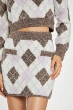 Glamorous Brown Multi-Argyle Glitter Knit Mini-Skirt 6 Glamorous Brown Multi-Argyle Glitter Knit Mini-Skirt -Cheap Softly Dressed Store AN4644 DM02 04