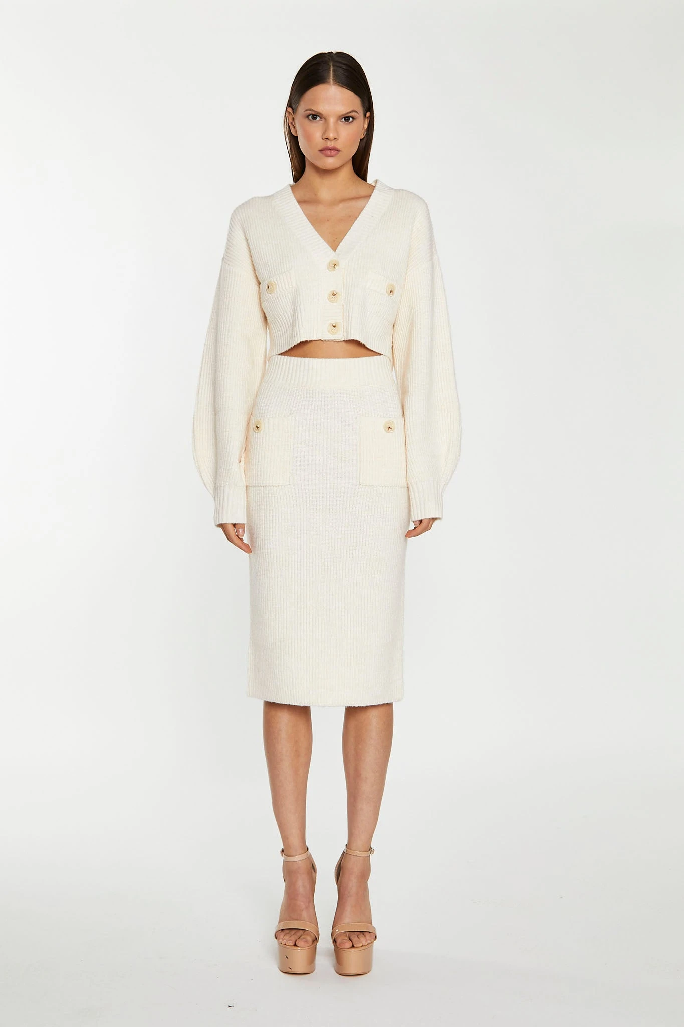 Glamorous Dark-Cream Oversized Sleeve Crop-Cardigan 4 Glamorous Dark-Cream Oversized Sleeve Crop-Cardigan - Image 4