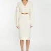 Glamorous Dark-Cream Knitted Pencil Midi-Skirt