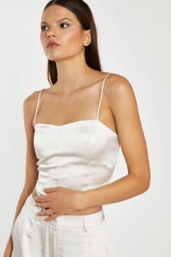 Glamorous Champagne Satin Corset Top