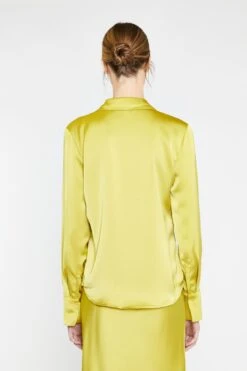 Glamorous Chartreuse Satin Classic Shirt -Cheap Softly Dressed Store AN4650 DF77 04