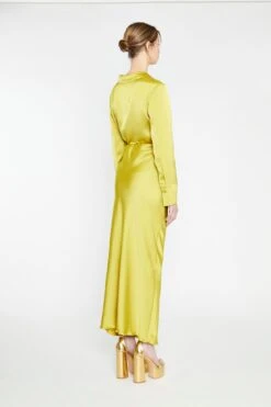 Glamorous Chartreuse Satin Bias-Cut Midi-Skirt -Cheap Softly Dressed Store AN4651A DF77 02