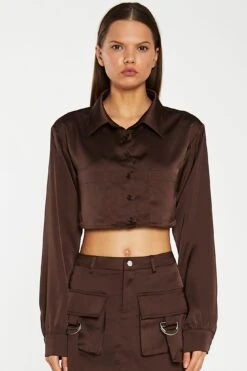 Glamorous Brown-Satin Open-Back Crop-Shirt 7 Glamorous Brown-Satin Open-Back Crop-Shirt -Cheap Softly Dressed Store AN4692 CA53 01copy