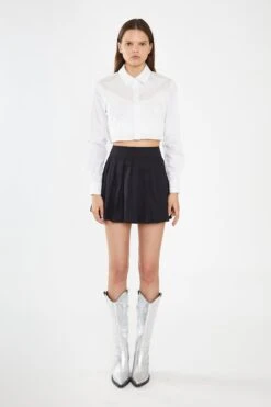 Glamorous White Heart Cut-Out Crop-Shirt -Cheap Softly Dressed Store AN4700 WHI 03