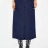 Glamorous Indigo-Blue Front Split Denim Maxi-Skirt