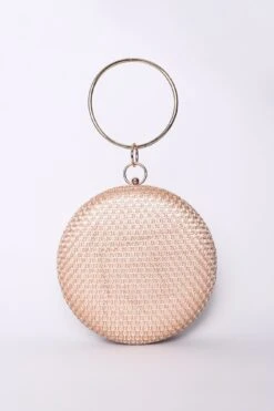 Glamorous Natural Round Embellished Clutch