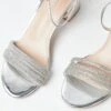 Glamorous Silver Low Block Heel Sandals