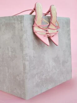 Glamorous Pink Strappy Wrap-Tie Pointed Toe Heels