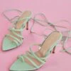 Glamorous Sage Green Strappy Wrap-Tie Pointed Toe Heels