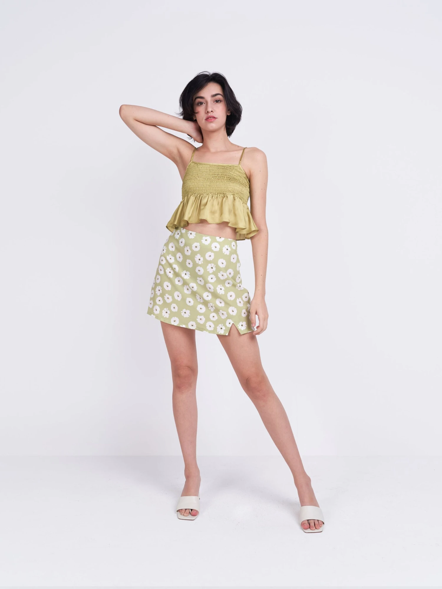 Glamorous Care Olive Green Frill Ruched Top 3 Glamorous Care Olive Green Frill Ruched Top - Image 3