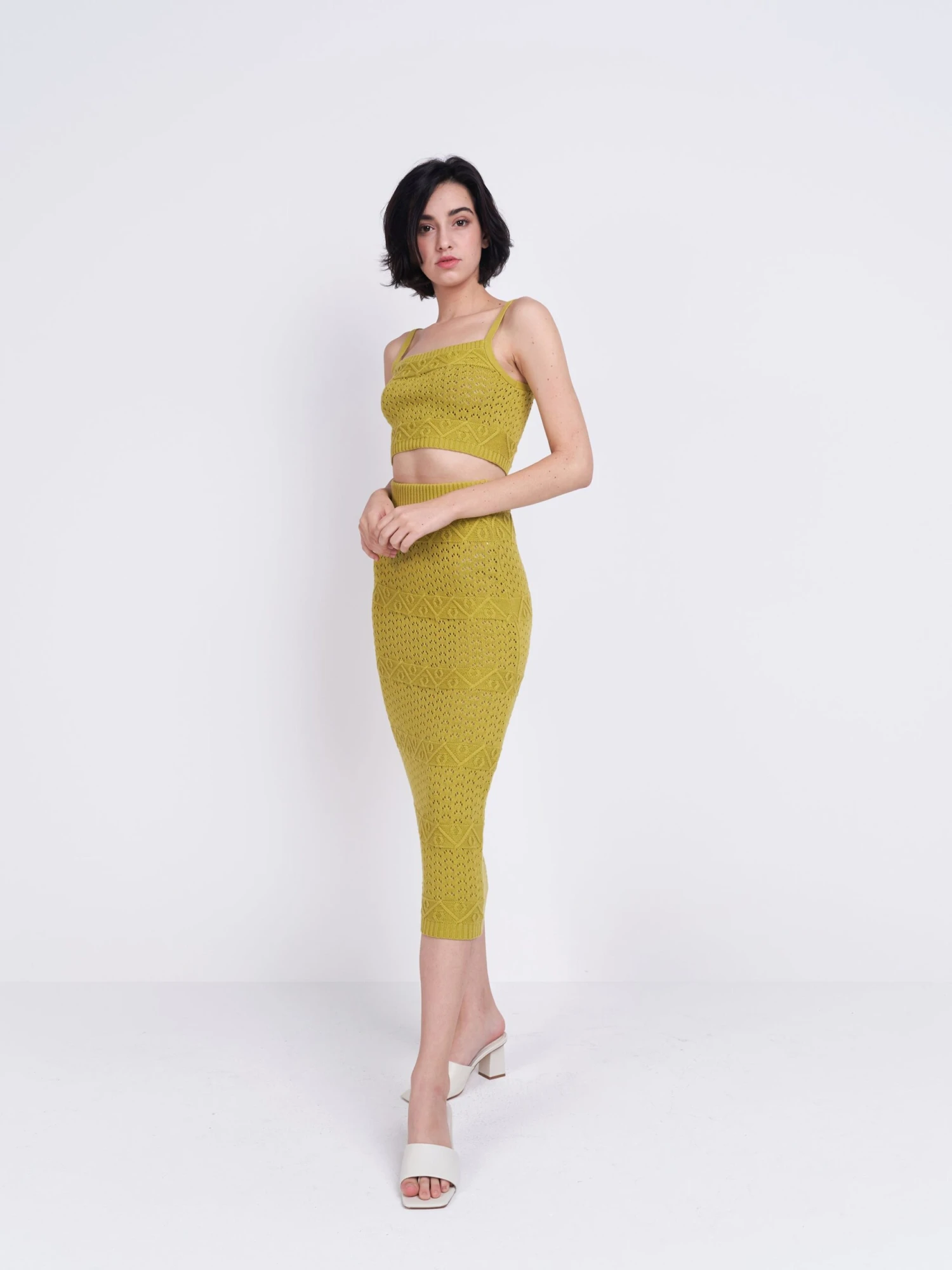 Glamorous Care Olive Green Midi Knitted Skirt 2 Glamorous Care Olive Green Midi Knitted Skirt - Image 2